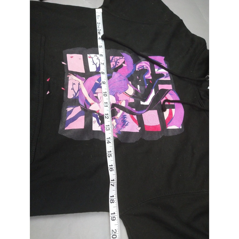 Just Hoods Anime Kitsune Graphic Hoodie Unisex Small Black Purple Streetwear - Picture 3 of 9